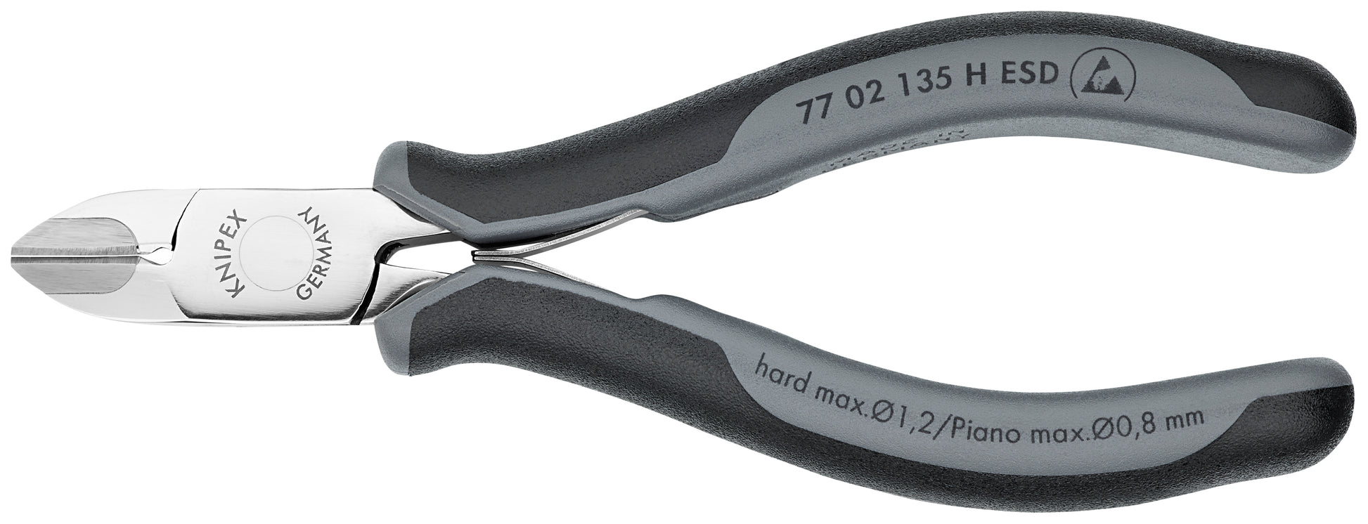 Knipex 77 02 135 H ESD Electronics Diagonal Cutters-Carbide Metal Cutting Edges-ESD Handles - KNIPEX Tools