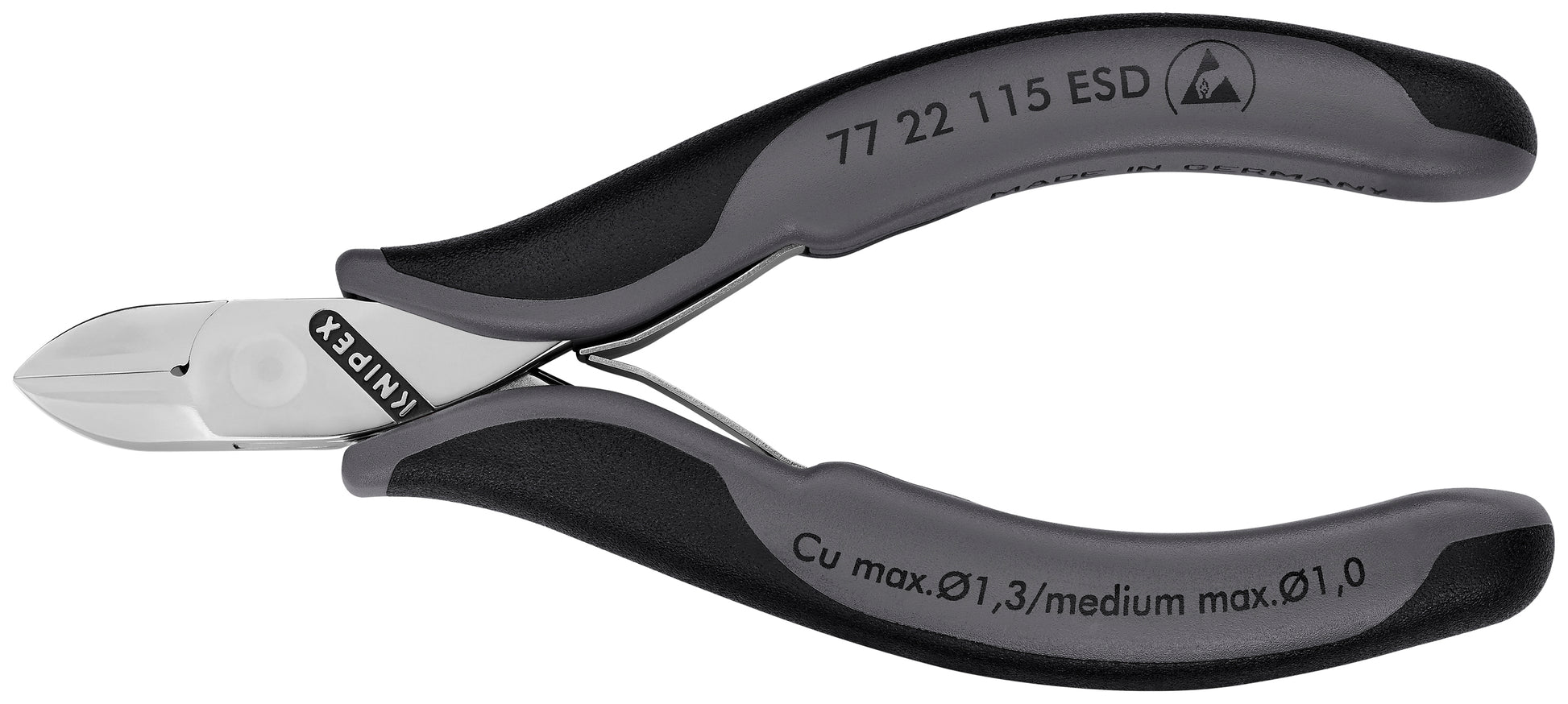 Knipex 77 22 115 ESD Electronics Diagonal Cutters-ESD Handles - KNIPEX Tools