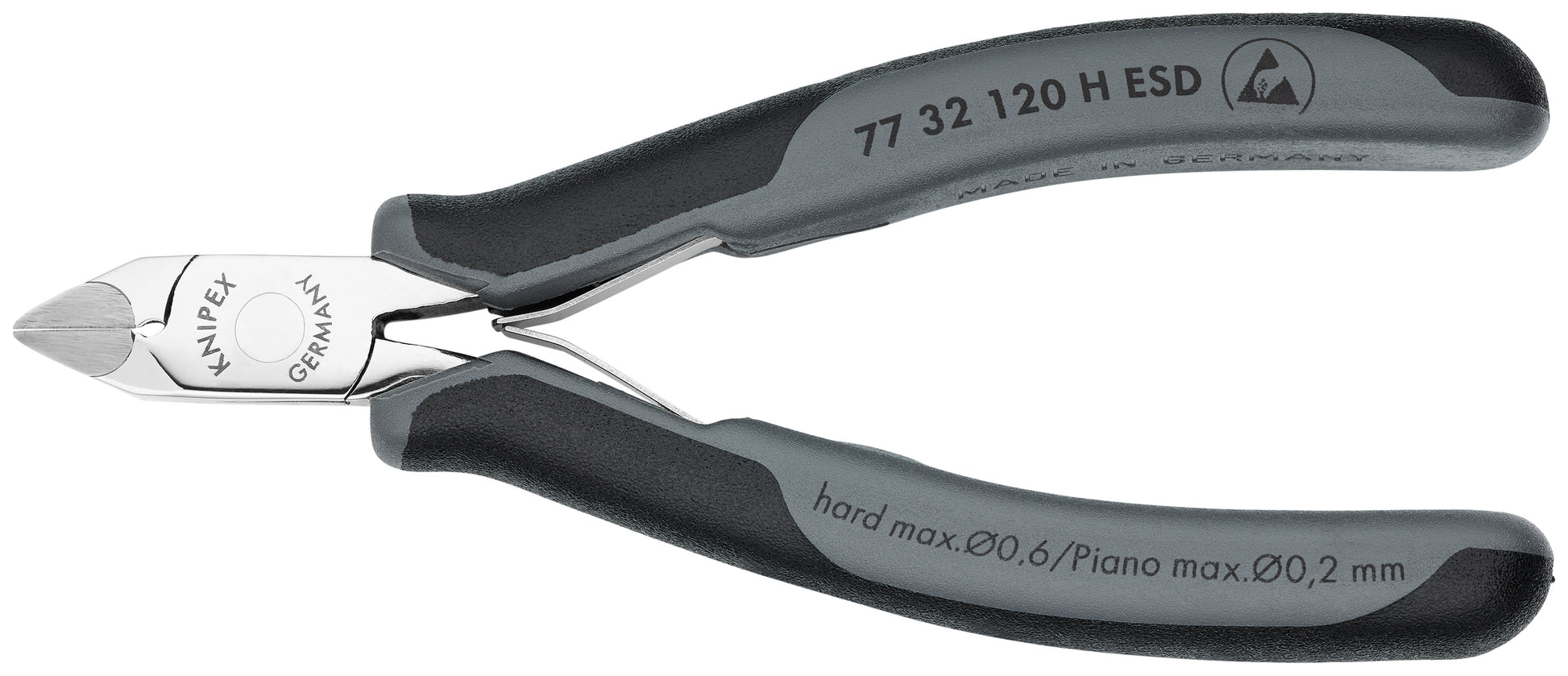 Knipex 77 32 120 H ESD Electronics Diagonal Cutters-Carbide Metal Cutting Edges-ESD Handles - KNIPEX Tools