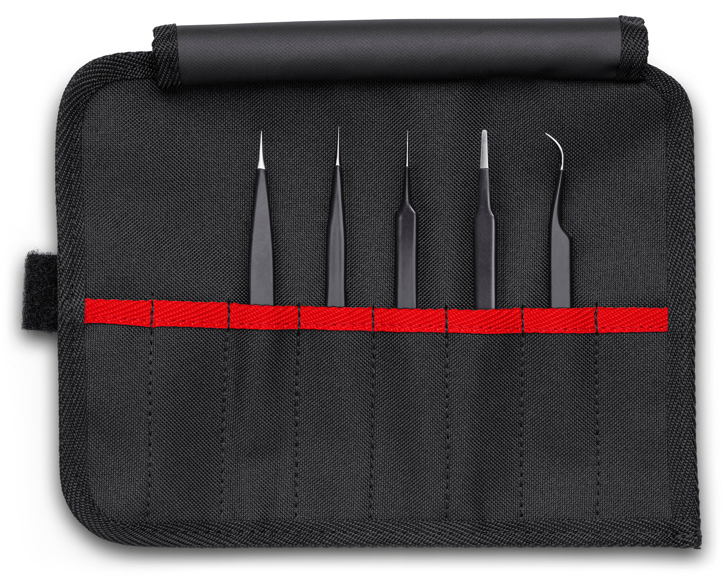 Knipex 92 00 01 ESD 5 Pc Stainless Steel Tweezers Set in Tool Roll, ESD - KNIPEX Tools