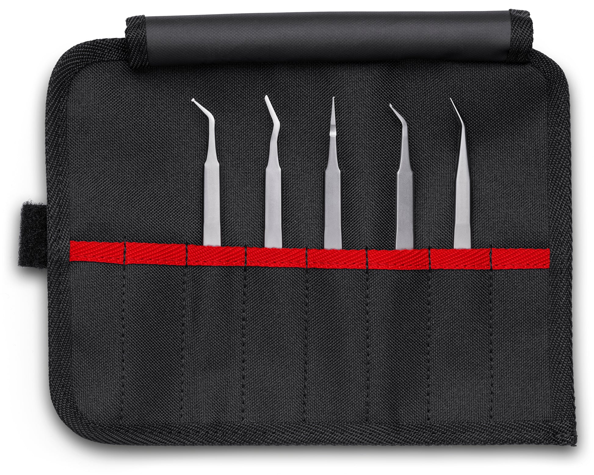 Knipex 92 00 03 5 Pc Stainless Steel Tweezers Set in Tool Roll, SMD - KNIPEX Tools