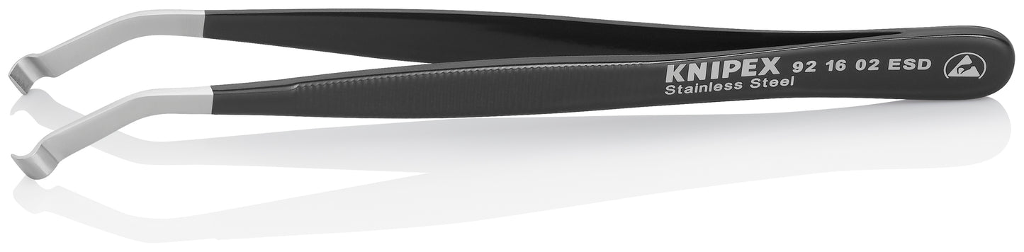 Knipex 92 16 02 ESD Stainless Steel Positioning Tweezers-35°Angled-ESD - image 2