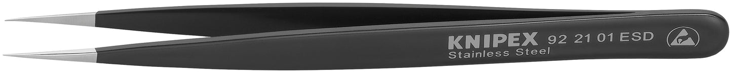 Knipex 92 21 01 ESD Stainless Steel Gripping Tweezers-Needle-Point Tips-ESD - KNIPEX Tools