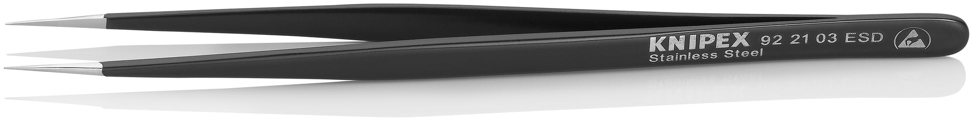 Knipex 92 21 03 ESD Stainless Steel Gripping Tweezers-Needle-Point Tips-ESD - image 2