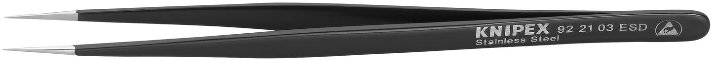 Knipex 92 21 03 ESD Stainless Steel Gripping Tweezers-Needle-Point Tips-ESD - KNIPEX Tools