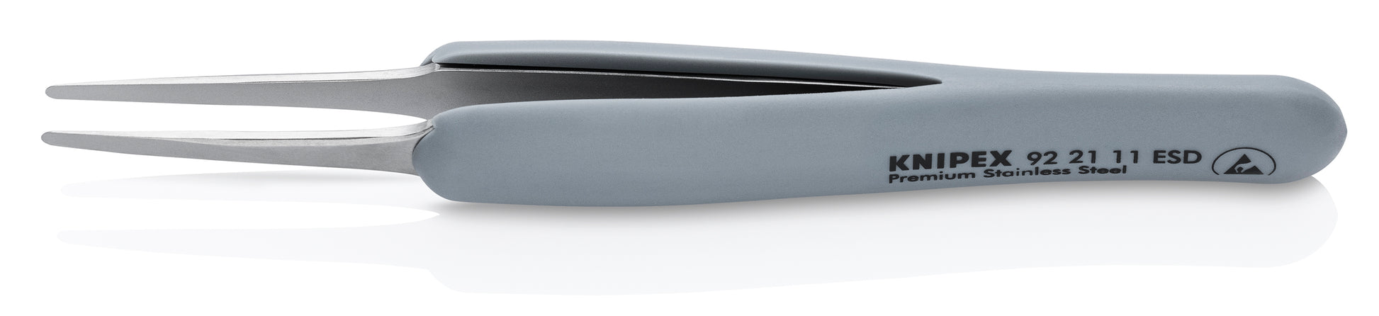 Knipex 92 21 11 ESD Premium Stainless Steel Precision Tweezers-Blunt Tips-ESD Rubber Handles - image 2