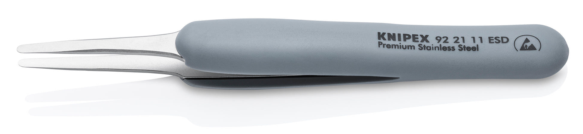 Knipex 92 21 11 ESD Premium Stainless Steel Precision Tweezers-Blunt Tips-ESD Rubber Handles - image 3