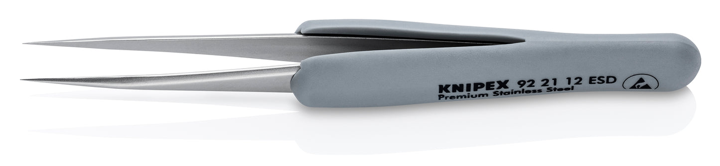 Knipex 92 21 12 ESD Premium Stainless Steel Precision Tweezers-Needle-Point Tips-ESD Rubber Handles - image 2