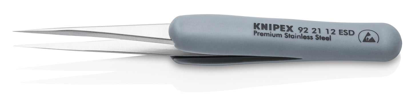 Knipex 92 21 12 ESD Premium Stainless Steel Precision Tweezers-Needle-Point Tips-ESD Rubber Handles - image 3
