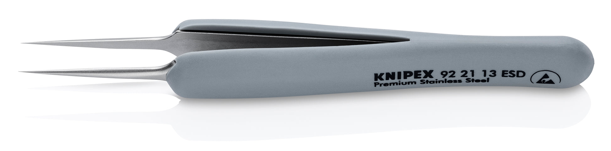 Knipex 92 21 13 ESD Premium Stainless Steel Precision Tweezers-Needle-Point Tips-ESD Rubber Handles - image 2