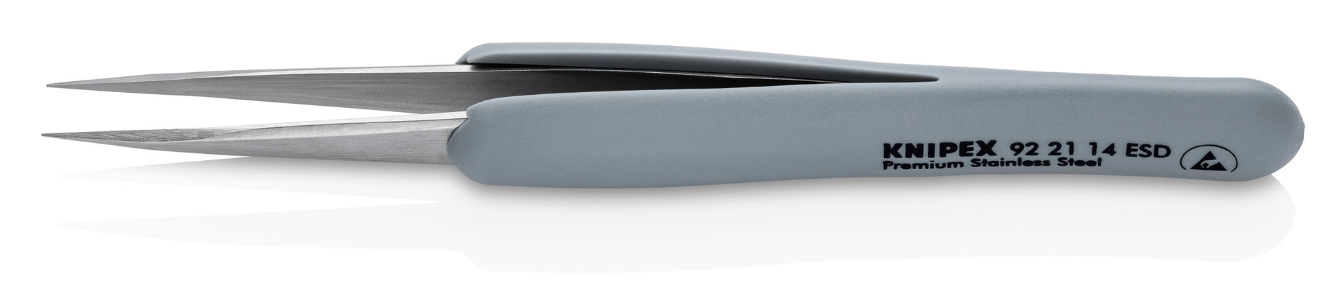 Knipex 92 21 14 ESD Premium Stainless Steel Precision Tweezers-Pointed Tips-ESD Rubber Handles - image 2