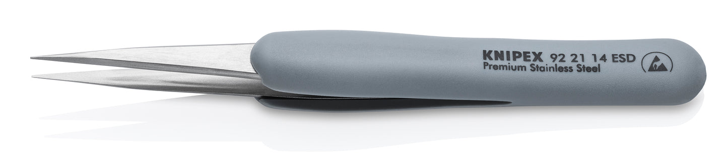 Knipex 92 21 14 ESD Premium Stainless Steel Precision Tweezers-Pointed Tips-ESD Rubber Handles - image 3