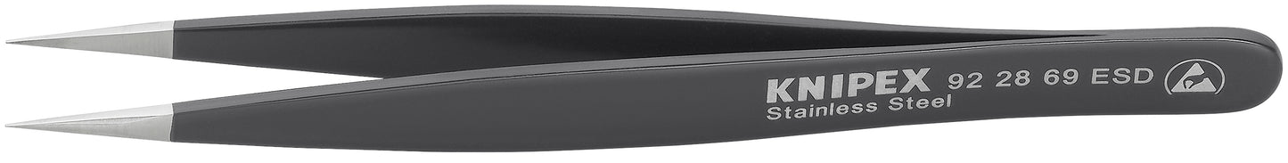 Knipex 92 28 69 ESD Stainless Steel Gripping Tweezers-Needle-Point Tips-ESD - KNIPEX Tools