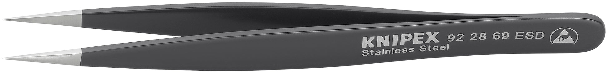Knipex 92 28 69 ESD Stainless Steel Gripping Tweezers-Needle-Point Tips-ESD - KNIPEX Tools