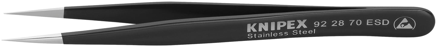 Knipex 92 28 70 ESD Stainless Steel Gripping Tweezers-Needle-Point Tips-ESD - KNIPEX Tools