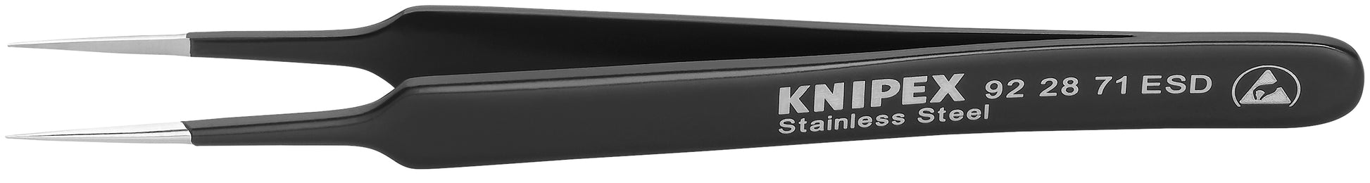 Knipex 92 28 71 ESD Stainless Steel Gripping Tweezers-Needle-Point Tips-ESD - KNIPEX Tools