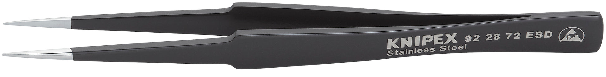 Knipex 92 28 72 ESD Stainless Steel Gripping Tweezers-Pointed Tips-ESD - KNIPEX Tools