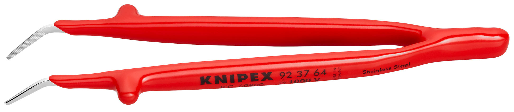 Knipex 92 37 64 Stainless Steel GrippingTweezers-30°Angled-1000V Insulated - KNIPEX Tools
