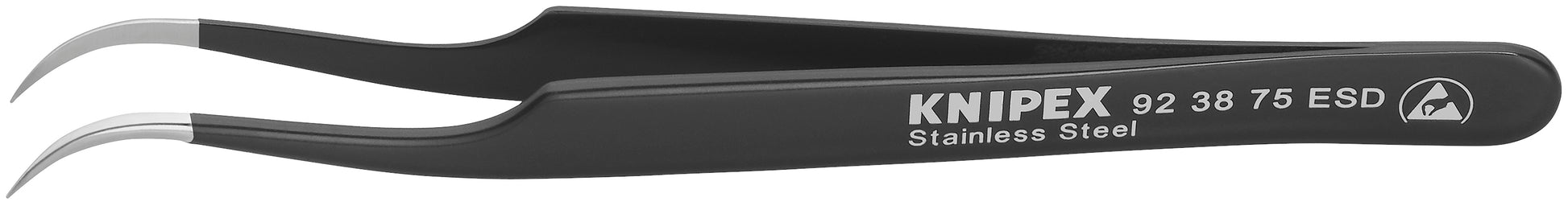 Knipex 92 38 75 ESD Stainless Steel Gripping Tweezers-Needle-Point Tips-ESD - KNIPEX Tools