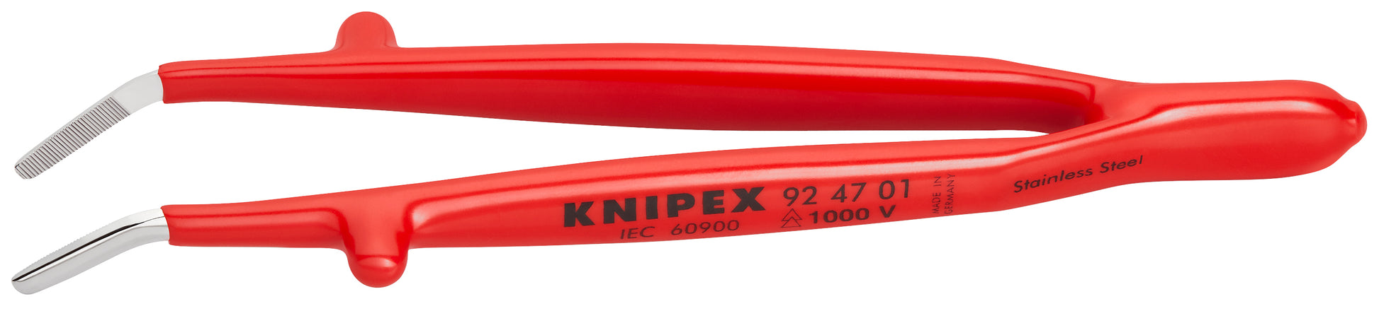 Knipex 92 47 01 Stainless Steel Gripping-30°Angled Tweezers-1000V Insulated - KNIPEX Tools
