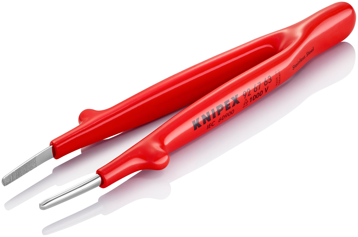 Knipex 92 67 63 Stainless Steel Gripping Tweezers Blunt Tips-1000V Insulated - image 4