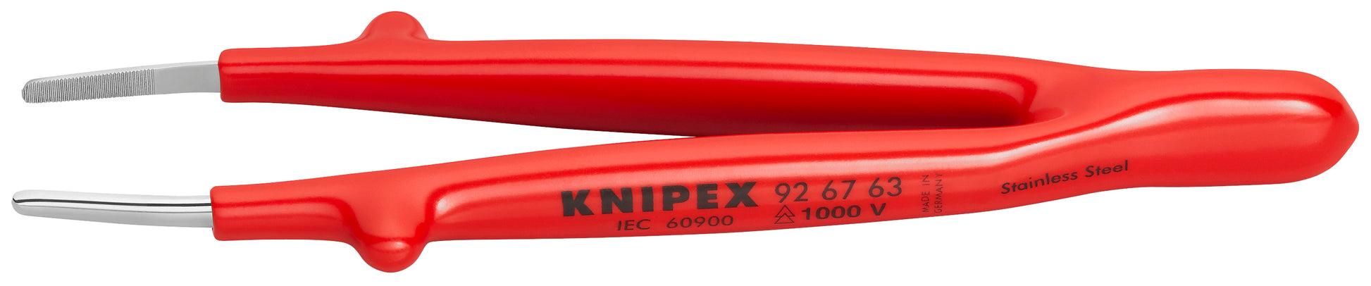 Knipex 92 67 63 Stainless Steel Gripping Tweezers Blunt Tips-1000V Insulated - KNIPEX Tools