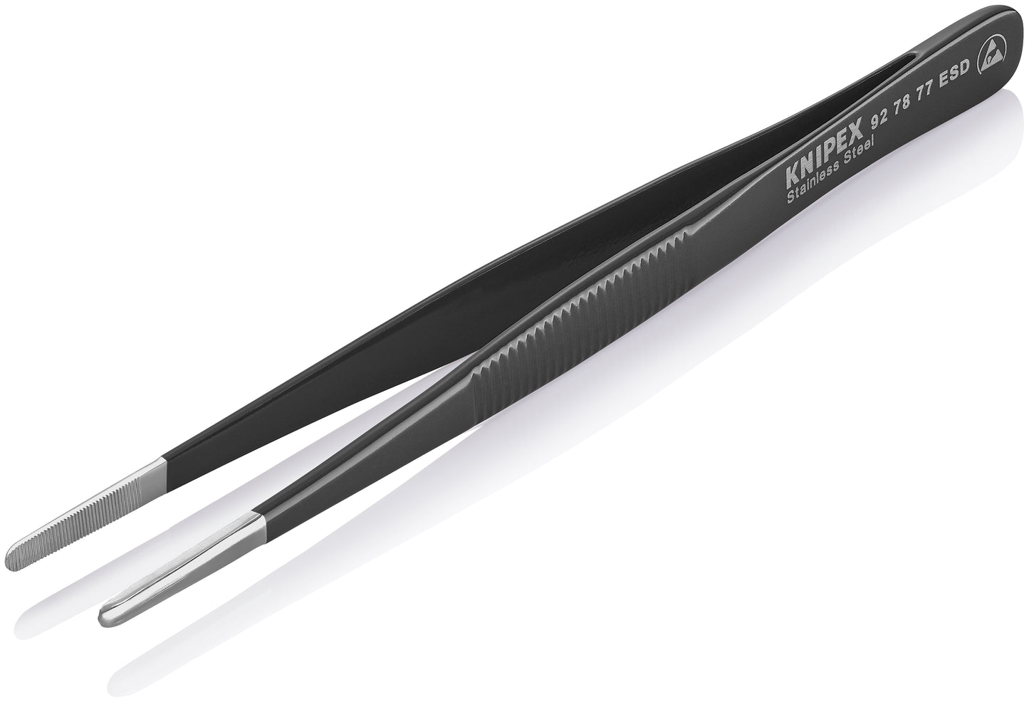 Knipex 92 78 77 ESD Stainless Steel Gripping Tweezers Blunt Tips-ESD - image 4