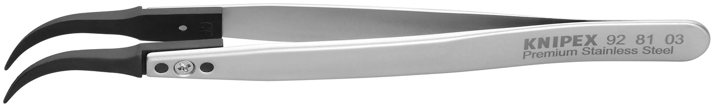 Knipex 92 81 03 Premium Stainless Steel Gripping Tweezers-60°Angled-Pointed Tips - KNIPEX Tools