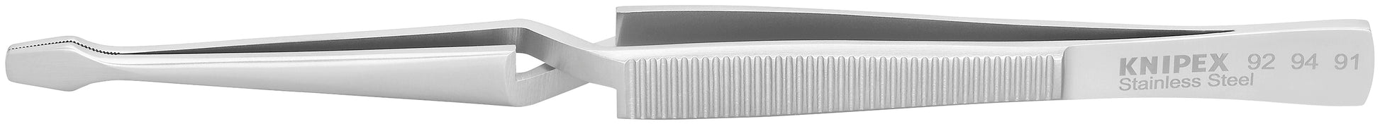 Knipex 92 94 91 Stainless Steel Gripping Cross-Over Tweezers-Blunt Tips - KNIPEX Tools