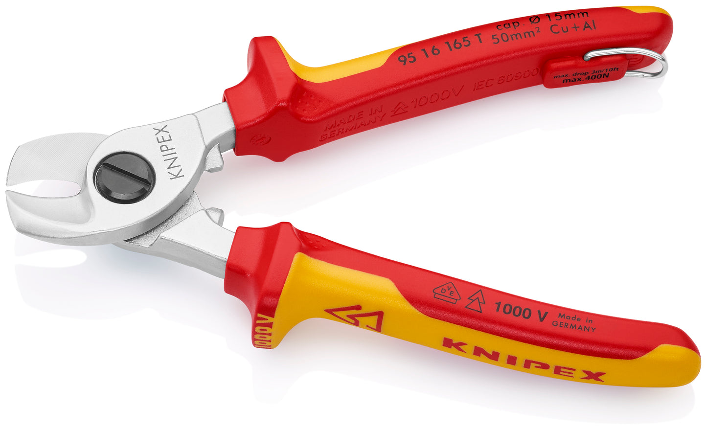 Knipex 95 16 165 T Cable Shears-1000V Insulated, Tethered Attachment - image 3