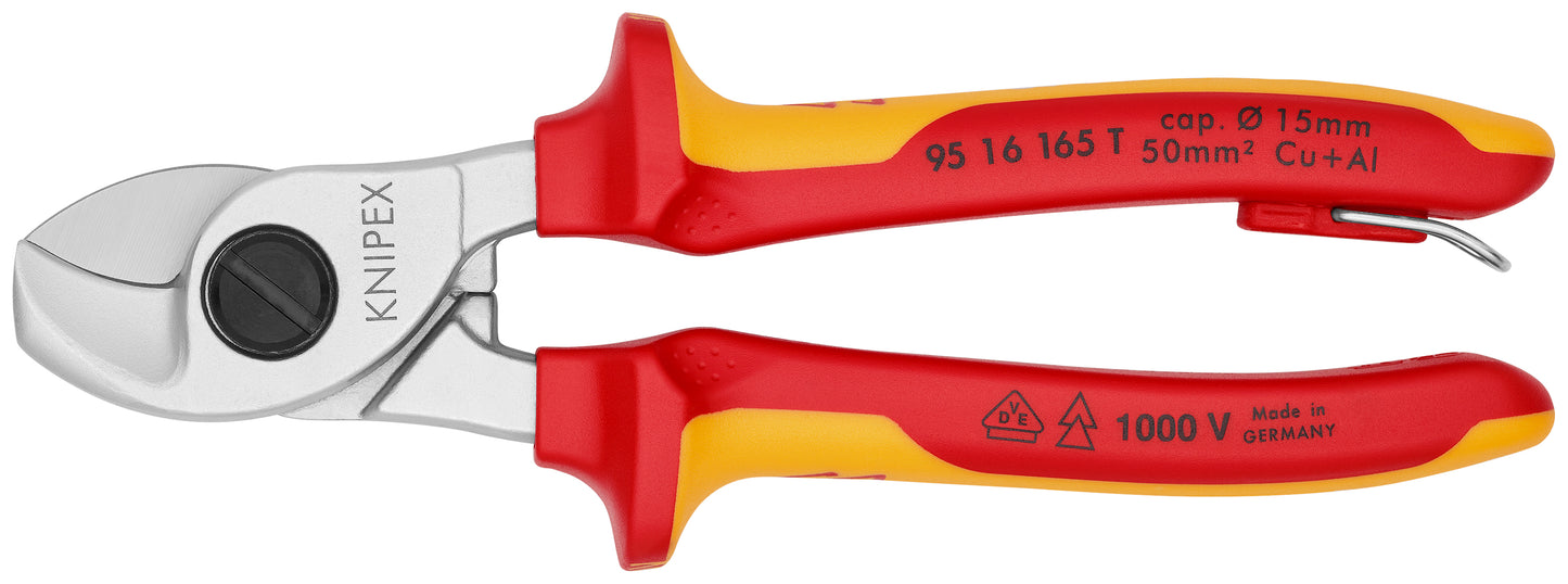 Knipex 95 16 165 T Cable Shears-1000V Insulated, Tethered Attachment - KNIPEX Tools