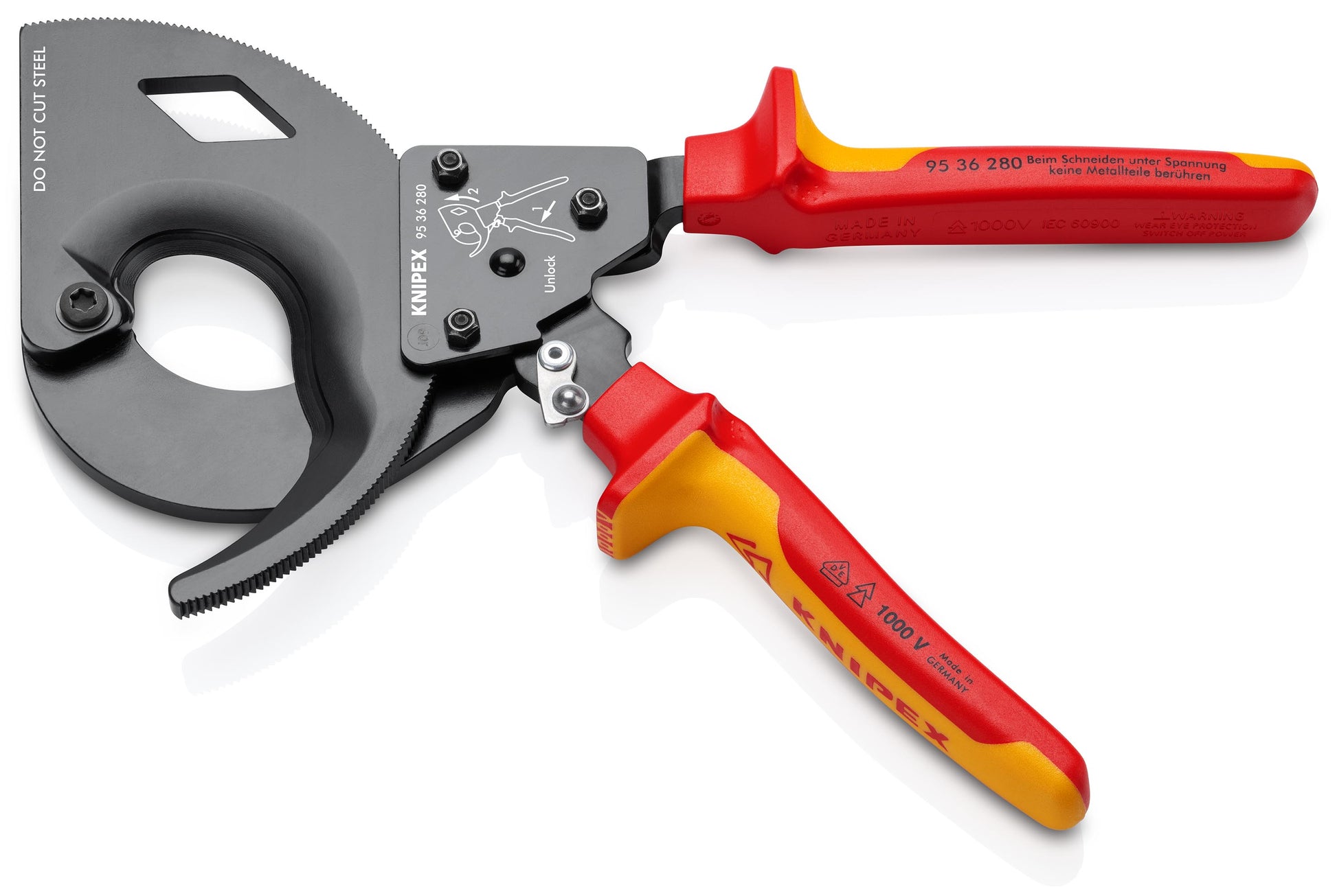 Knipex 95 36 280 SBA Ratcheting Cable Cutters-1000V Insulated - image 3