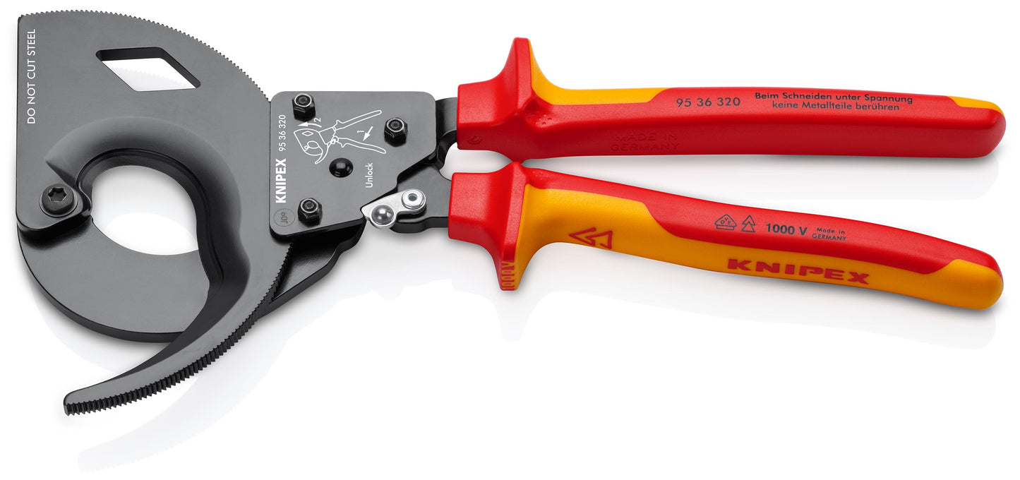 Knipex 95 36 320 3 Stage Ratcheting Drive Cable Cutter-1000V Insulated - image 2