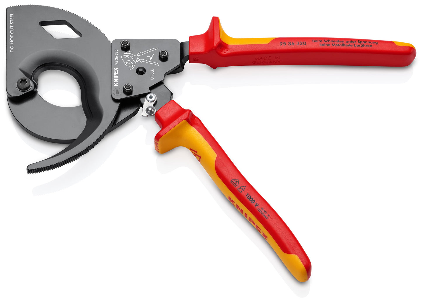 Knipex 95 36 320 3 Stage Ratcheting Drive Cable Cutter-1000V Insulated - image 3