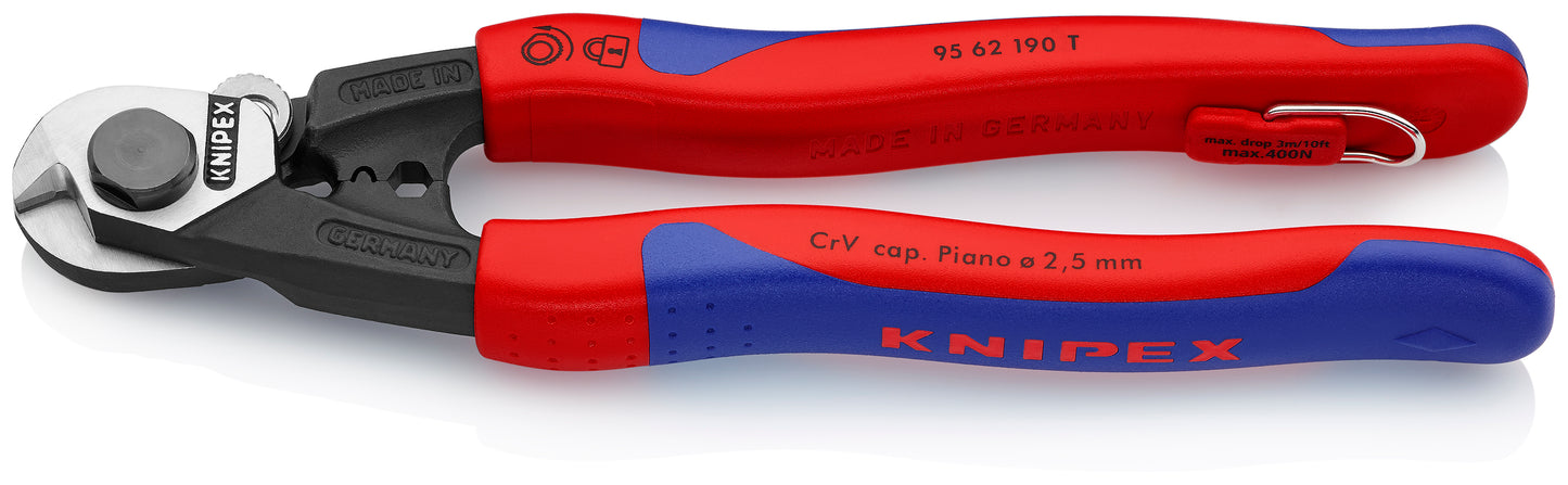 Knipex 95 62 190 T BKA Wire Rope Shears-Tethered Attachment - image 2