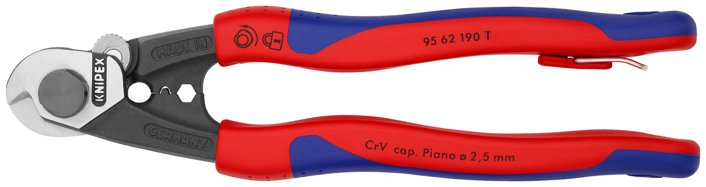 Knipex 95 62 190 T BKA Wire Rope Shears-Tethered Attachment - KNIPEX Tools