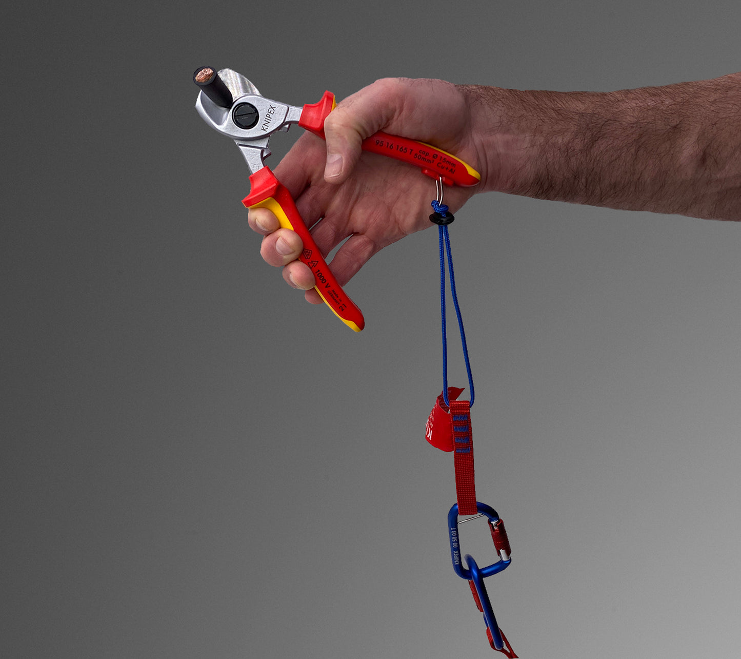 Knipex 95 16 165 T Cable Shears-1000V Insulated, Tethered Attachment - image 5