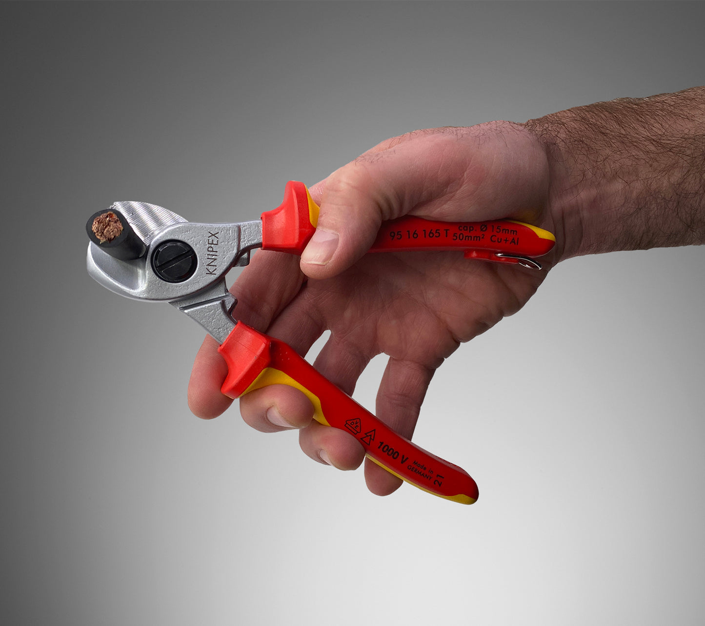 Knipex 95 16 165 T Cable Shears-1000V Insulated, Tethered Attachment - image 4