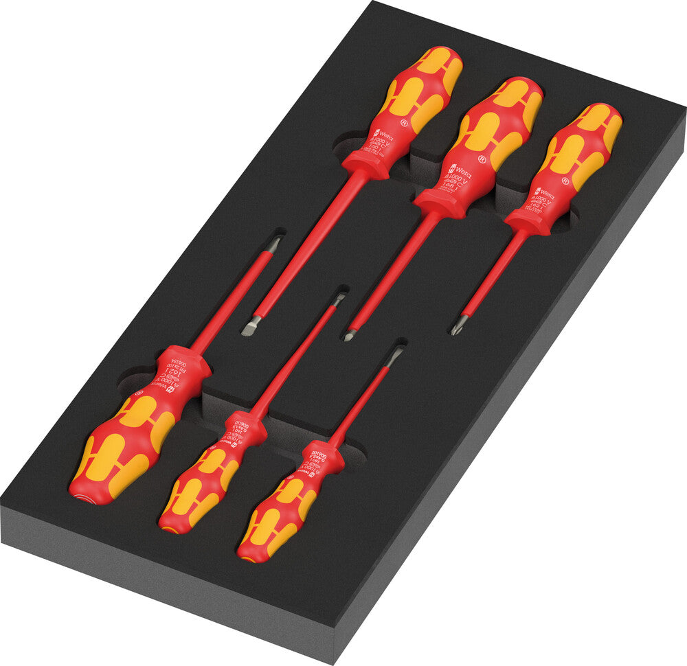 Wera 05150134001 97111 FOAM INSERT KRAFTFORM SERIES 100 VDE SCREWDRIVER SET 2, 7 PIECES
