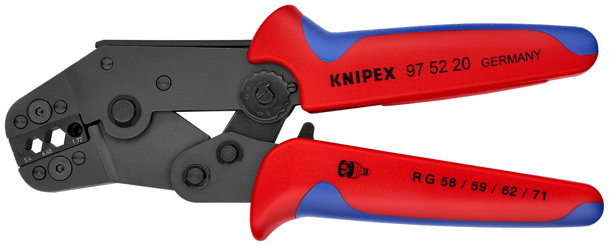 Knipex 97 52 20 Crimping Pliers for COAX, BNC and TNC Connectors RG 58/59/62/71/223 - KNIPEX Tools