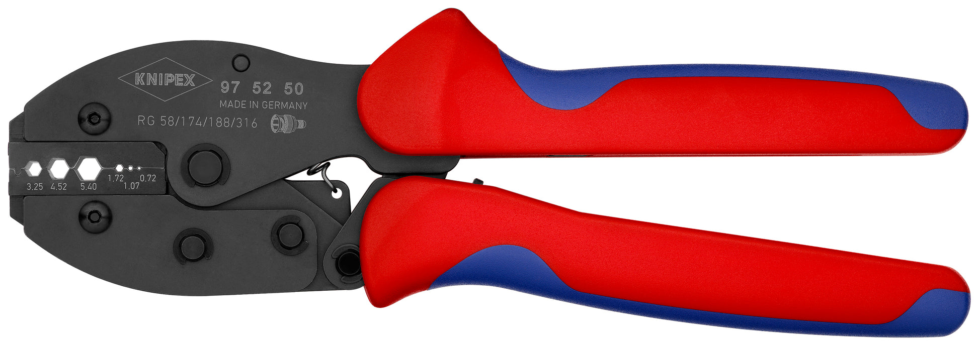 Knipex 97 52 50 Crimping Pliers For COAX, BNC and TNC Connectors For RG58/174/188/316 - KNIPEX Tools