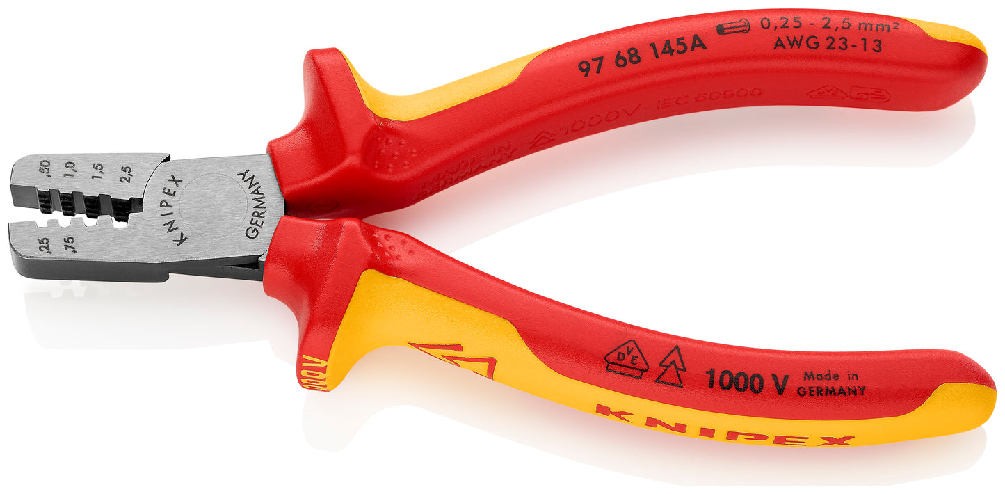 Knipex 97 68 145 A Crimping Pliers for Wire Ferrules-1000V Insulated - image 3