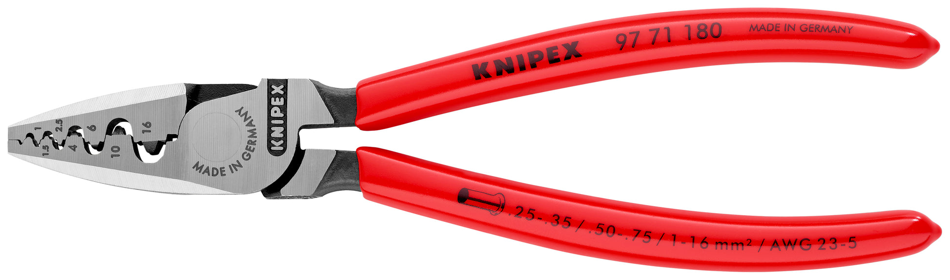 Knipex 97 71 180 Crimping Pliers for Wire Ferrules - KNIPEX Tools