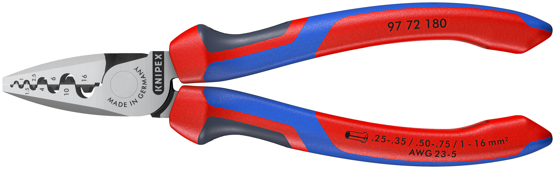 Knipex 97 72 180 Crimping Pliers for Wire Ferrules - KNIPEX Tools