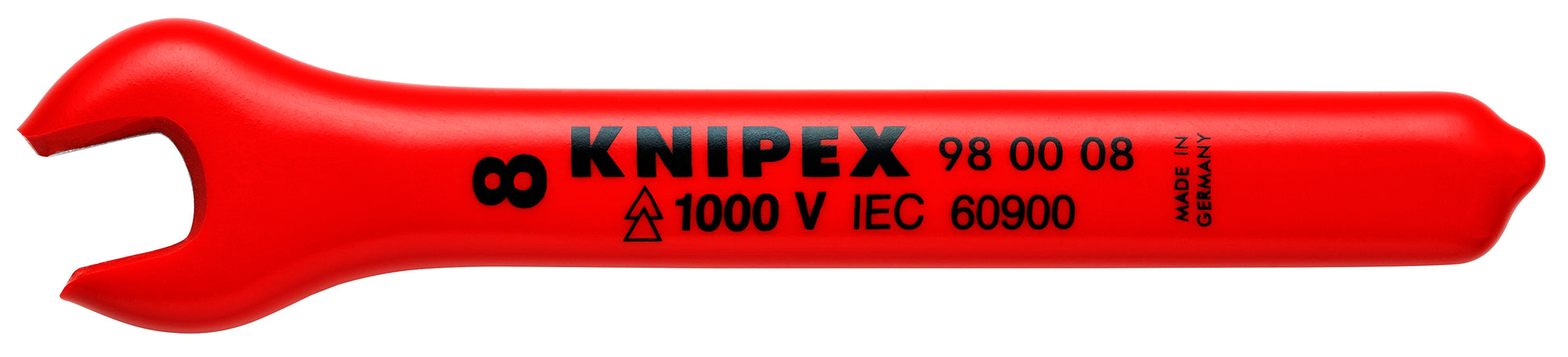 Knipex 98 00 08 Open End Wrench-1000V Insulated, 8 mm - KNIPEX Tools