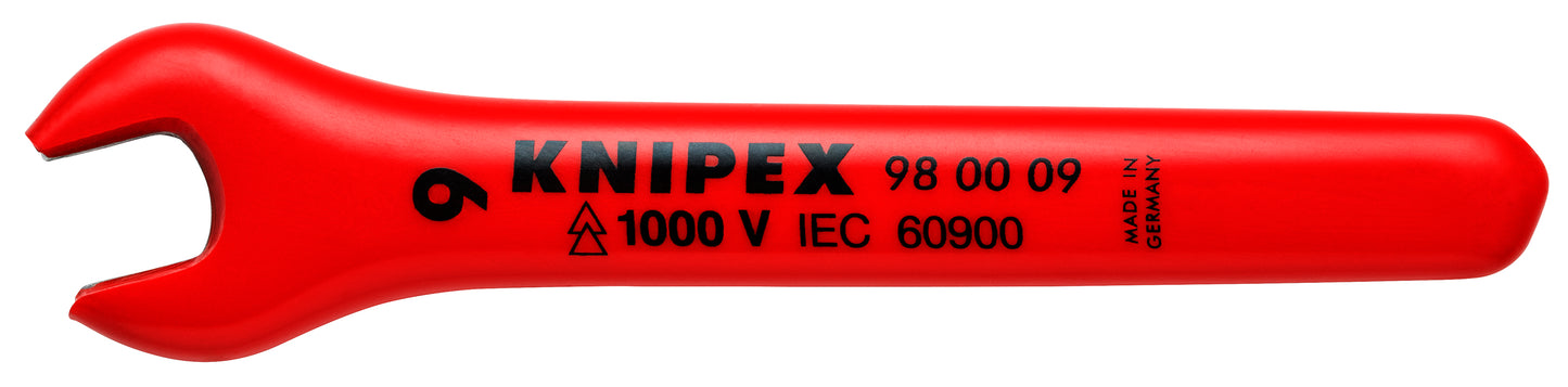 Knipex 98 00 09 Open End Wrench-1000V Insulated 9 mm - KNIPEX Tools