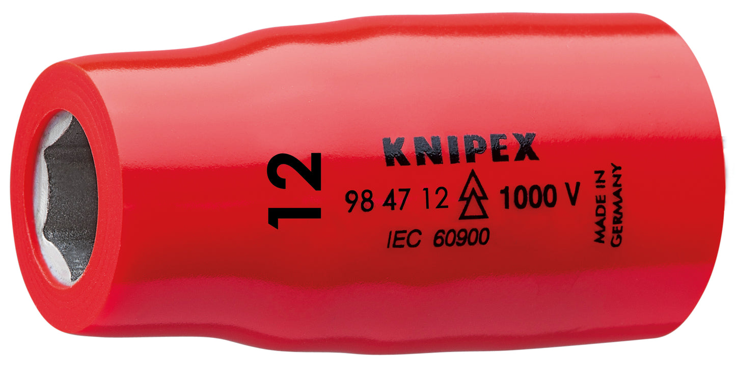Knipex 98 47 12 Hex Socket, 1/2" Drive-1000V Insulated, 12 mm - KNIPEX Tools