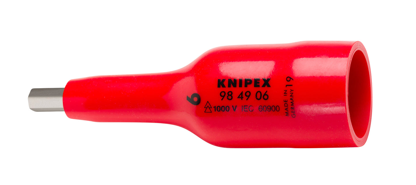 Knipex 98 49 06 Hex Socket, 1/2" Drive-1000V Insulated, 6 mm - KNIPEX Tools