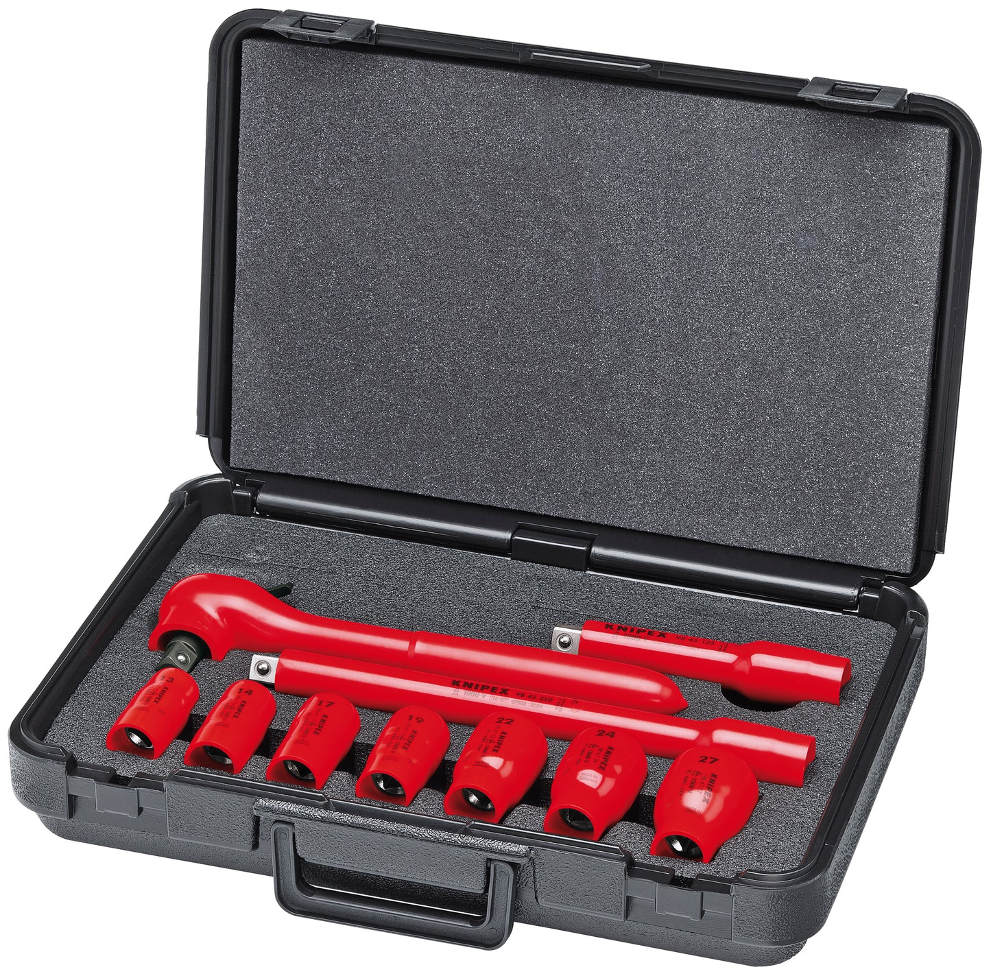 Knipex 98 99 11 S6 10 Pc Socket Set, 1/2" Drive, Metric, 1000V Insulated - KNIPEX Tools