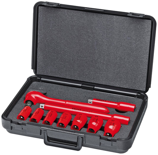 Knipex 98 99 11 S6 10 Pc Socket Set, 1/2" Drive, Metric, 1000V Insulated - KNIPEX Tools